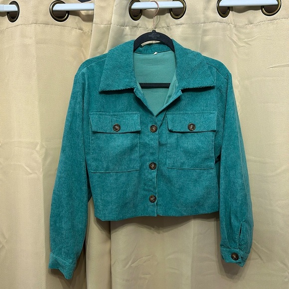 Cropped green corduroy jacket - Picture 1 of 2